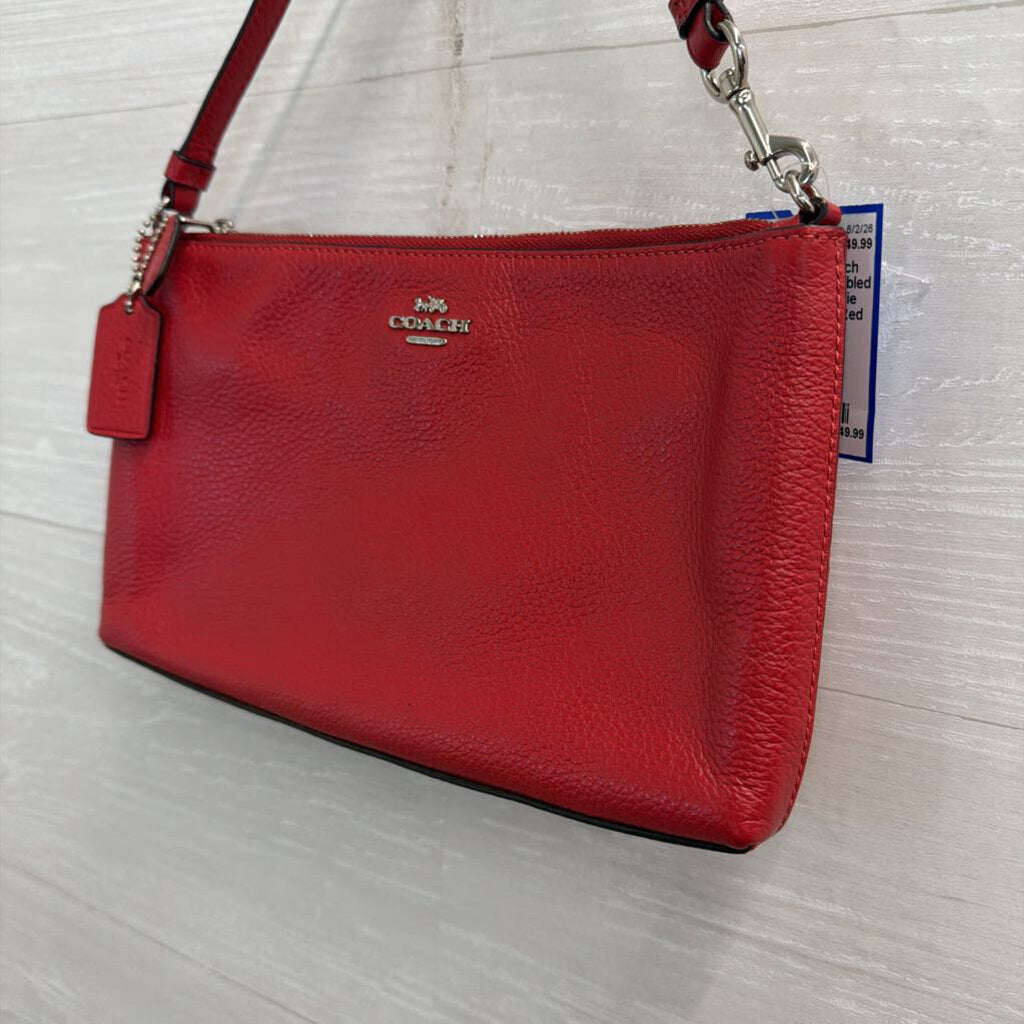 Coach Red Pebbled Leather Charlie Pouch Purse