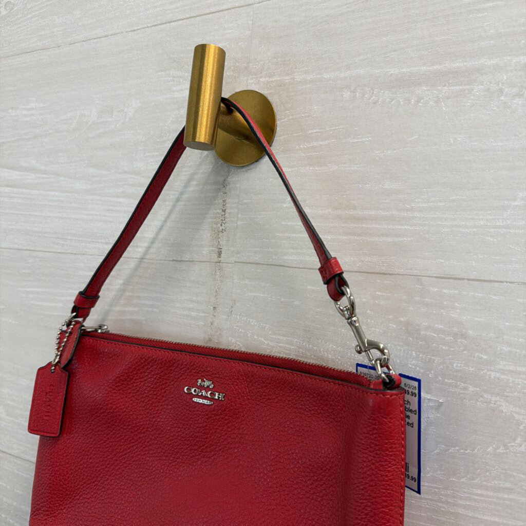 Coach Red Pebbled Leather Charlie Pouch Purse