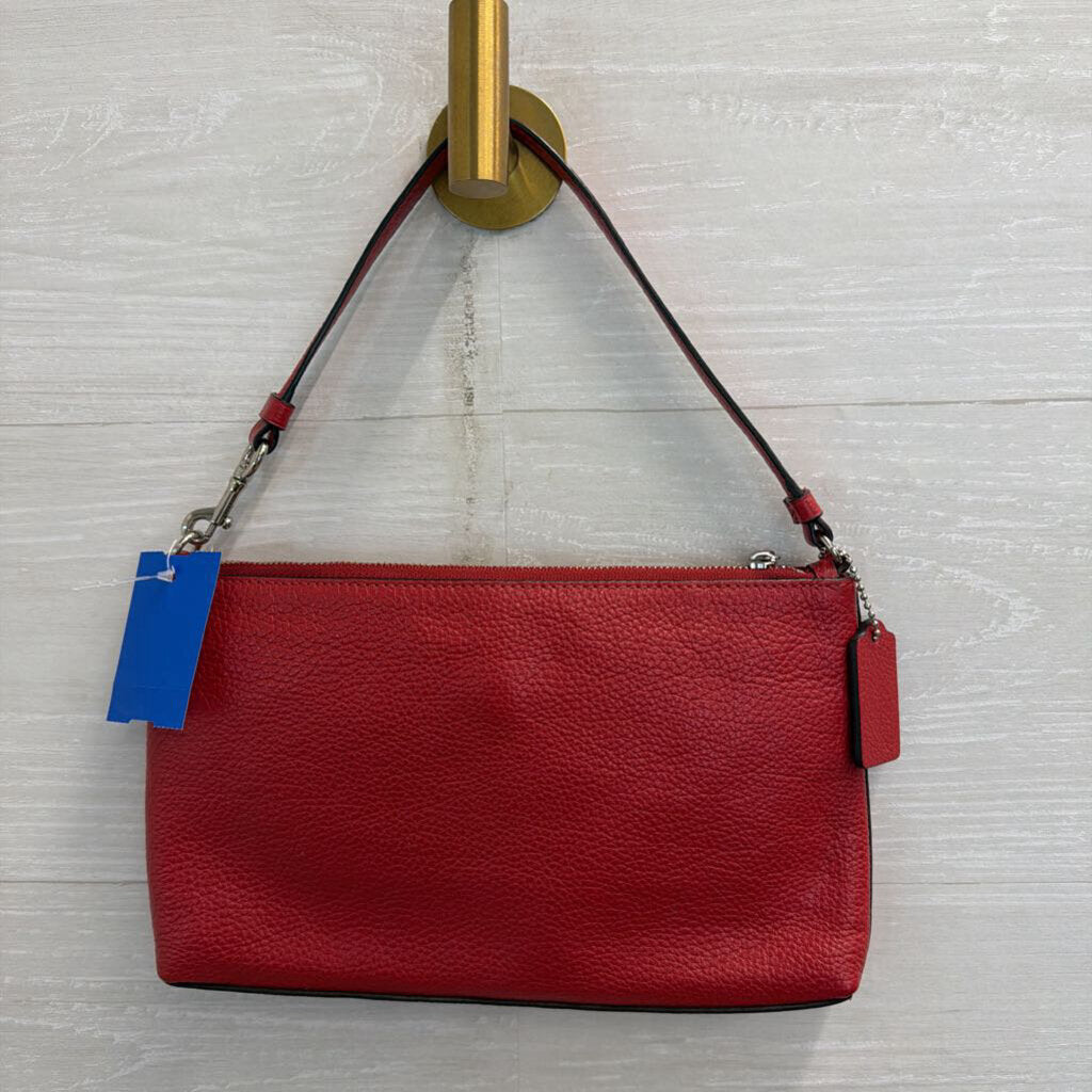 Coach Red Pebbled Leather Charlie Pouch Purse