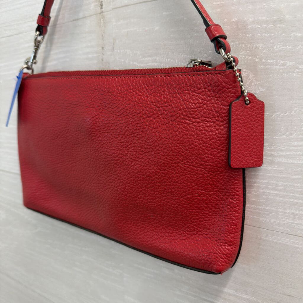 Coach Red Pebbled Leather Charlie Pouch Purse