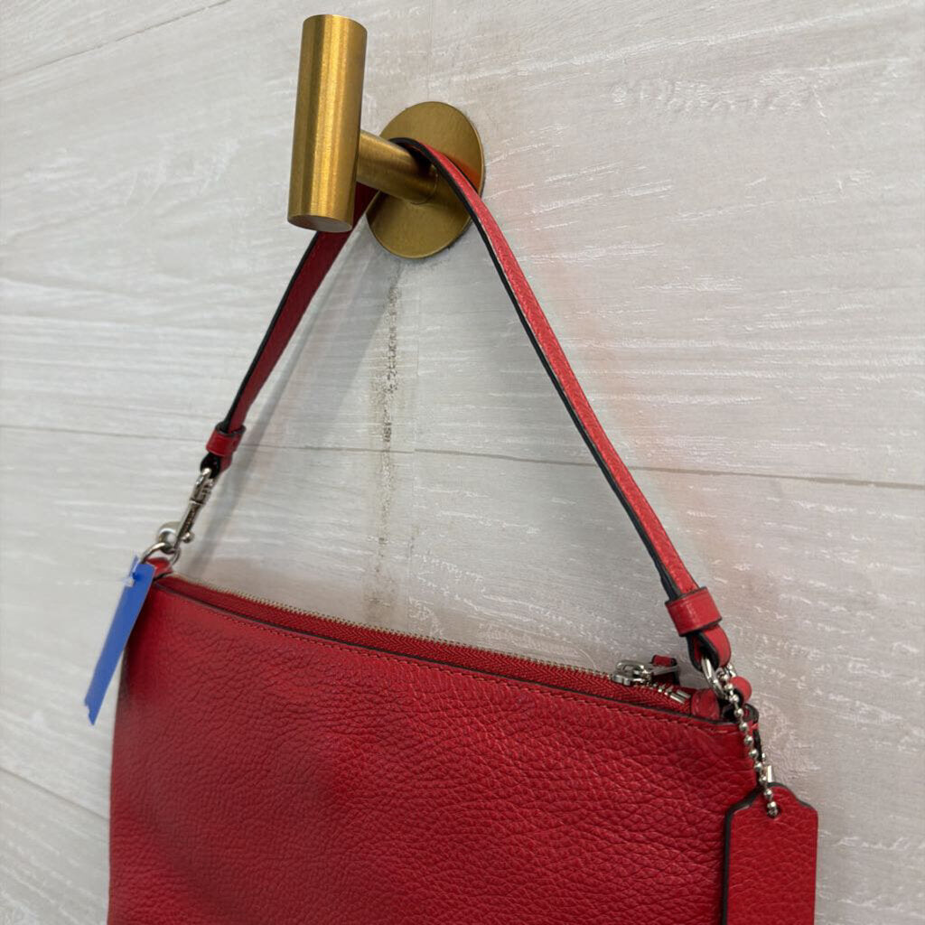 Coach Red Pebbled Leather Charlie Pouch Purse