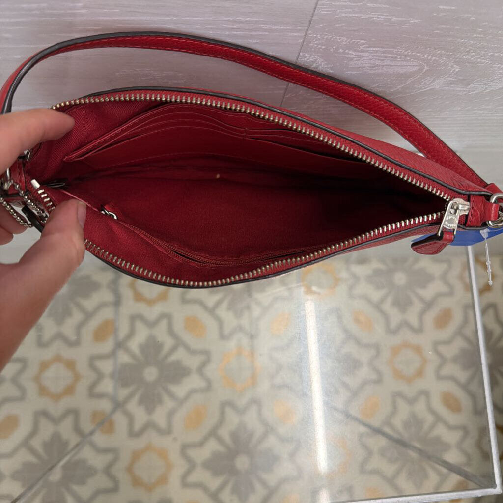 Coach Red Pebbled Leather Charlie Pouch Purse