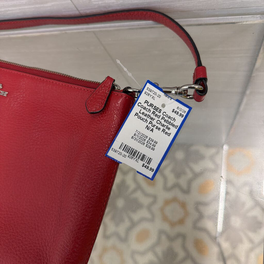Coach Red Pebbled Leather Charlie Pouch Purse
