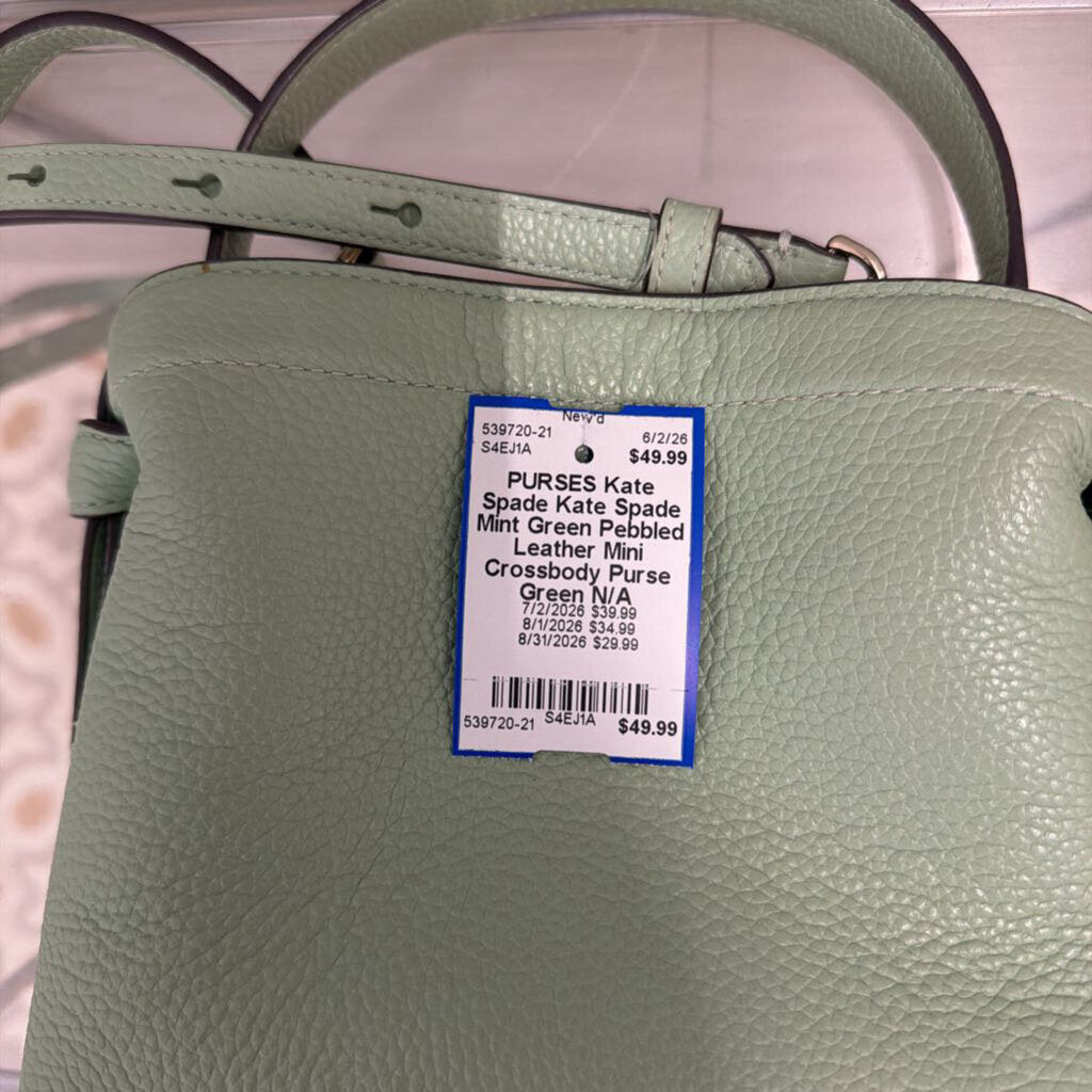 Kate Spade Mint Green Pebbled Leather Mini Crossbody Purse