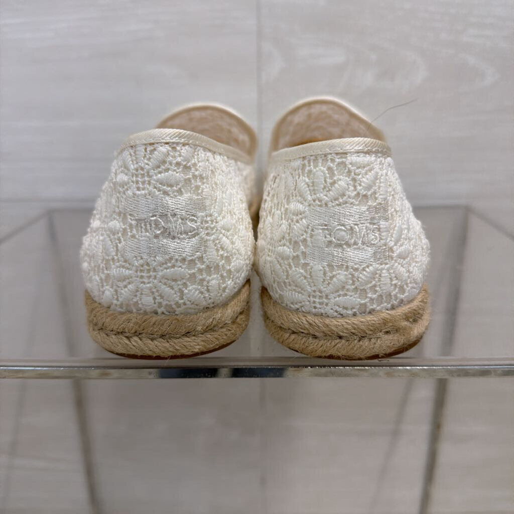 Toms White Floral Lace Alpargata Rope Loafers 8.5