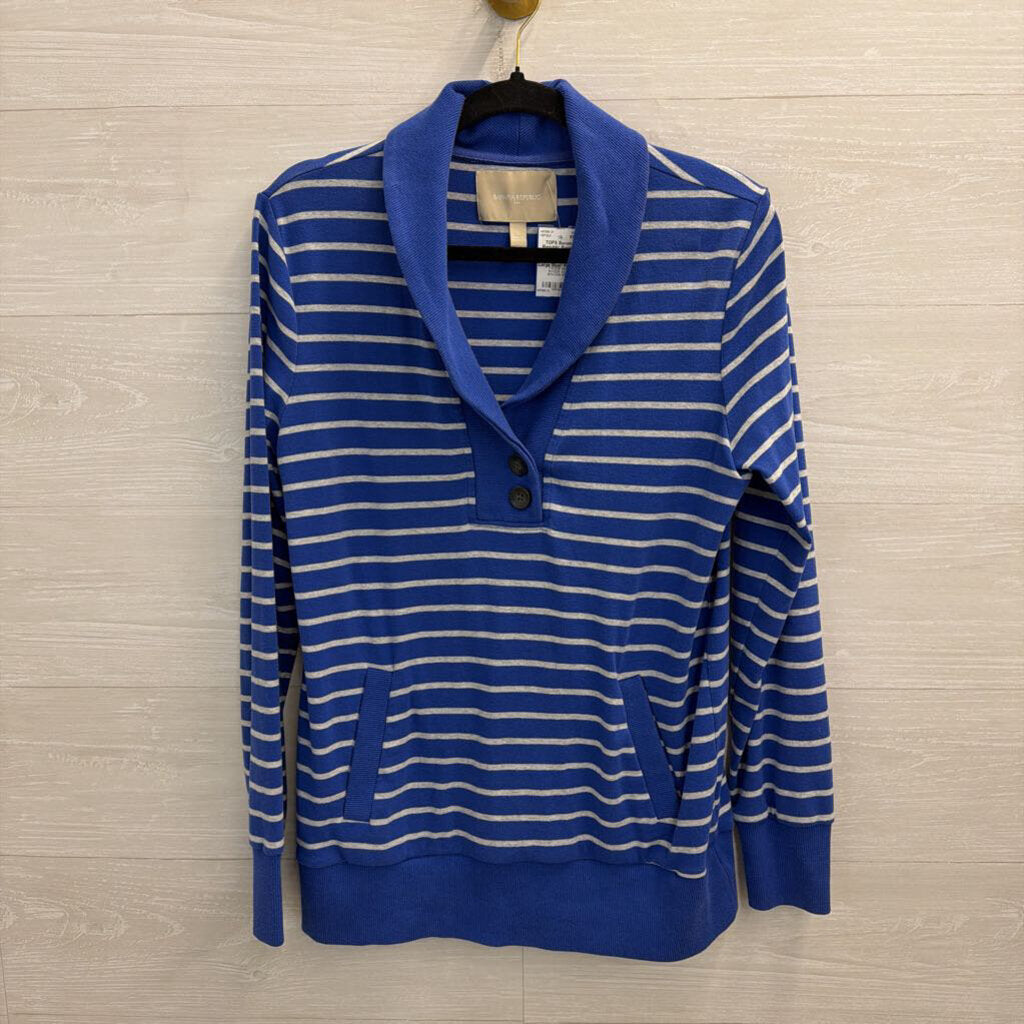 Banana Republic Blue/ White Striped Long Sleeve Pullover Top Large