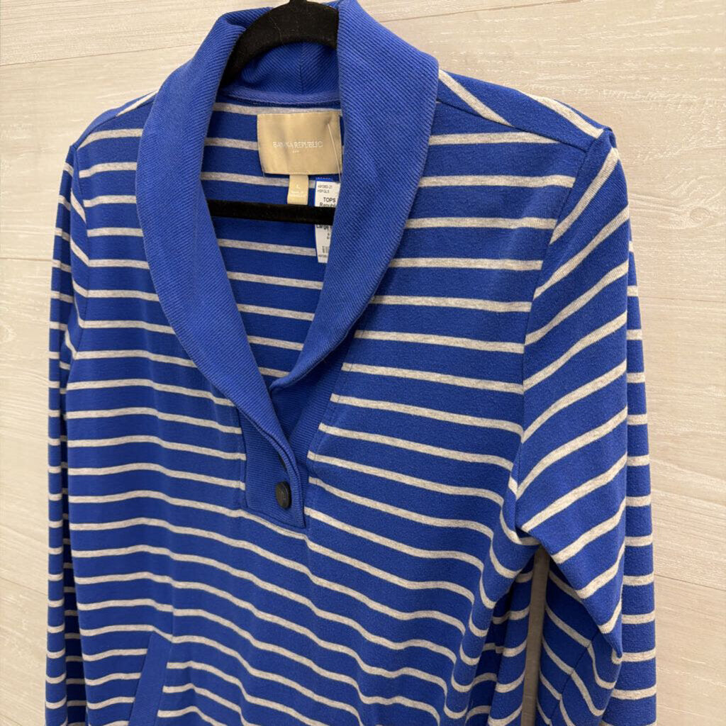 Banana Republic Blue/ White Striped Long Sleeve Pullover Top Large