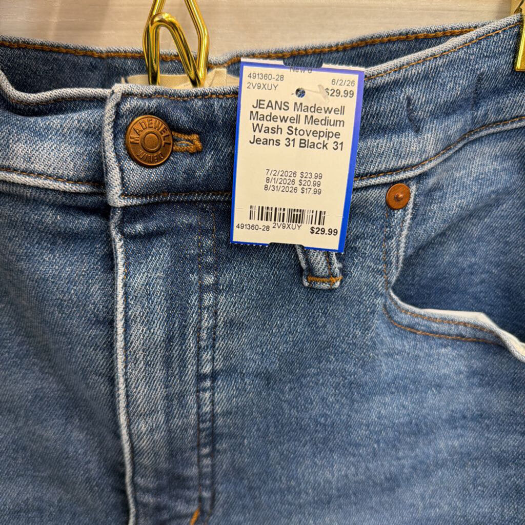 Madewell Medium Wash Stovepipe Jeans 31