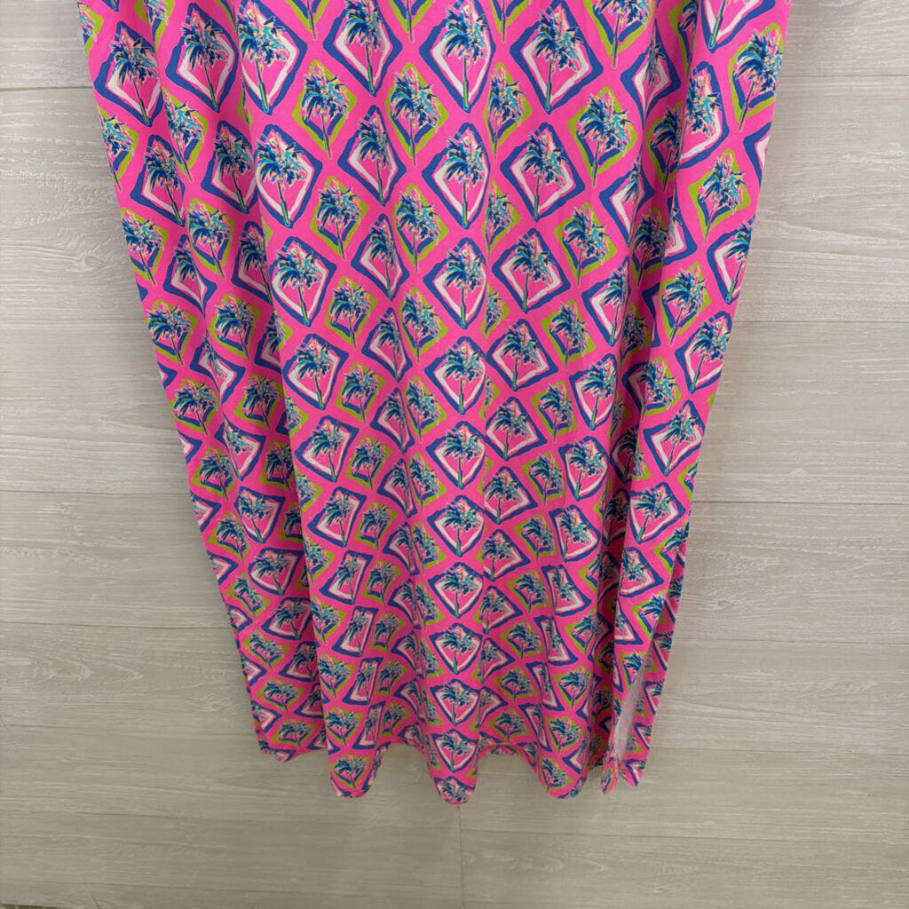 Lulu B Pink/ Multi Print Long Sleeve Maxi Dress 1X