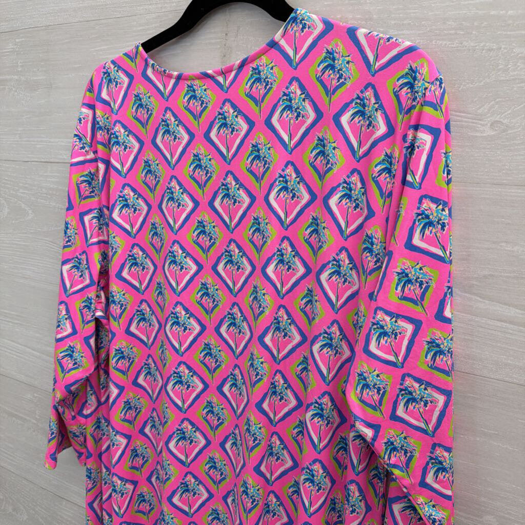 Lulu B Pink/ Multi Print Long Sleeve Maxi Dress 1X