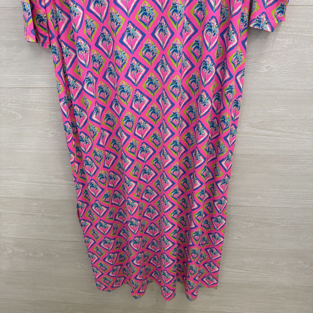 Lulu B Pink/ Multi Print Long Sleeve Maxi Dress 1X