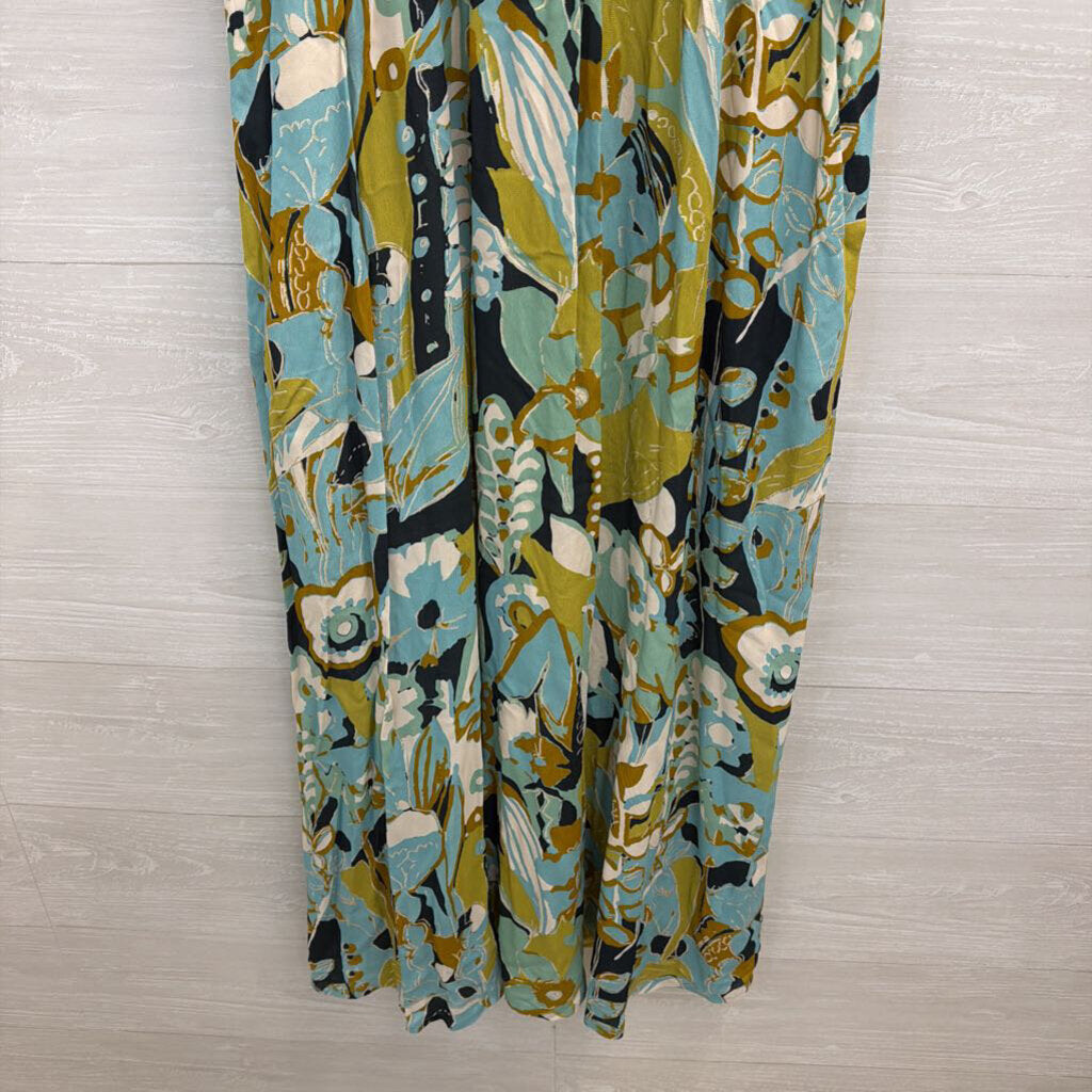 Spartina Blue/ Multi Print High Neck Maxi Dress Large
