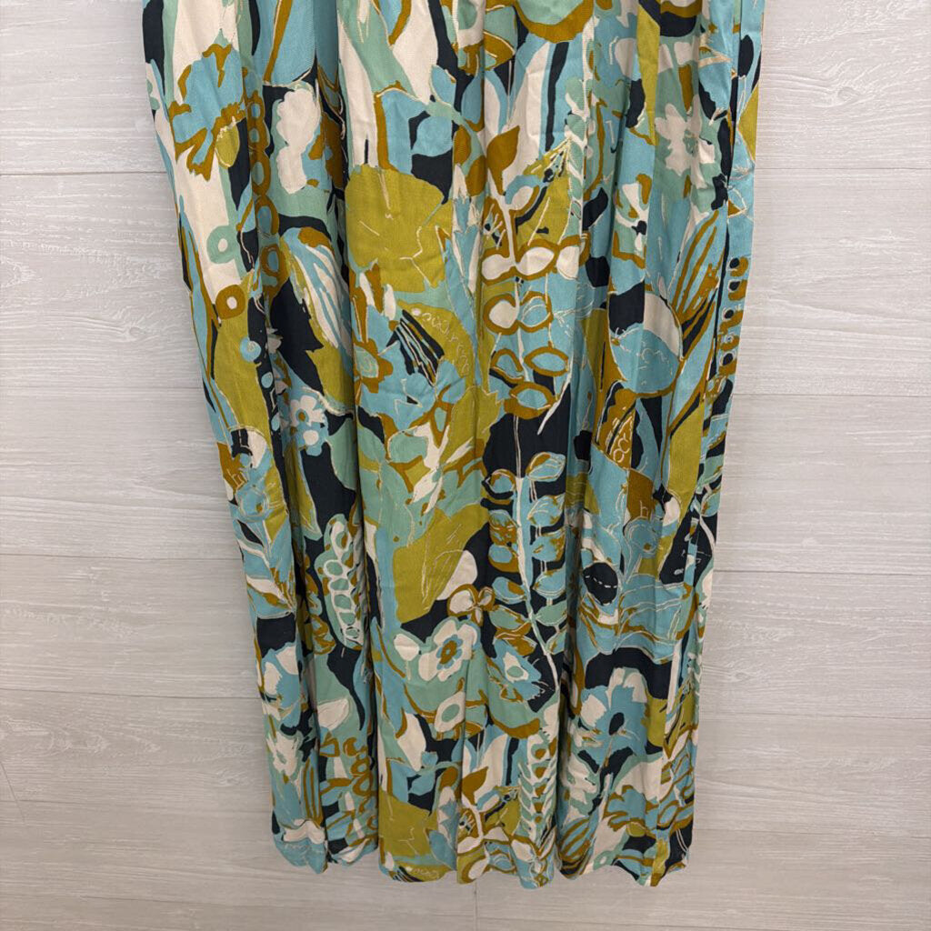 Spartina Blue/ Multi Print High Neck Maxi Dress Large