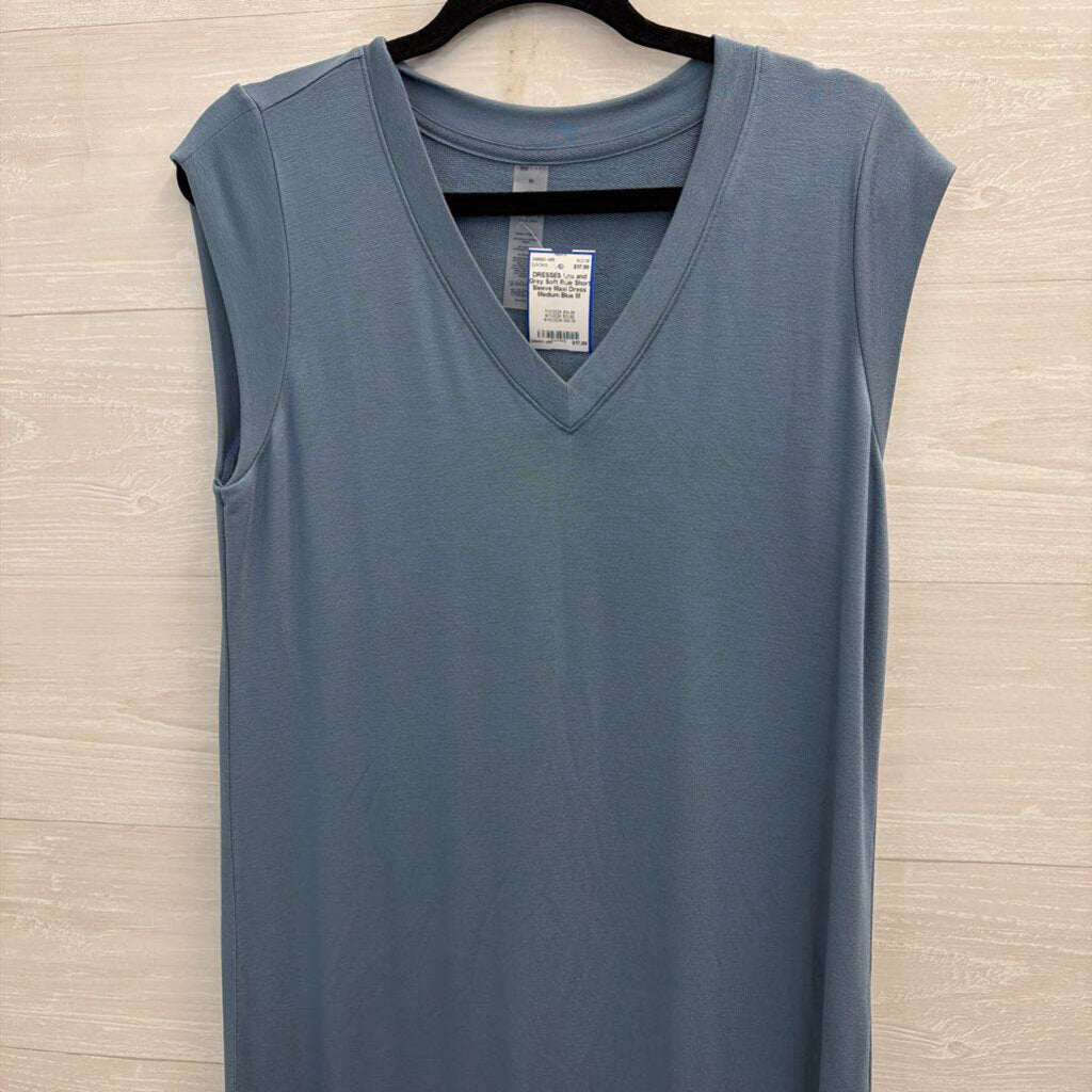 Soft Blue Short Sleeve Maxi Dress Medium