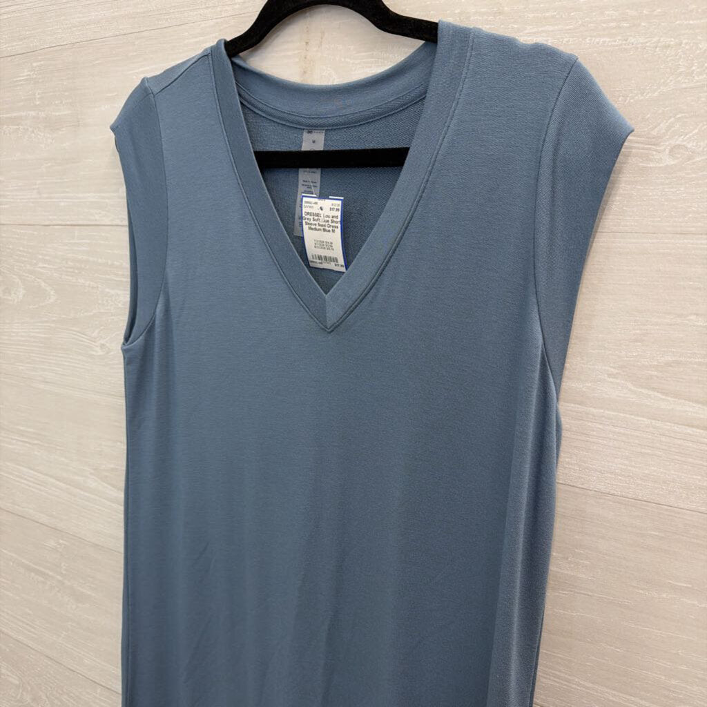 Soft Blue Short Sleeve Maxi Dress Medium