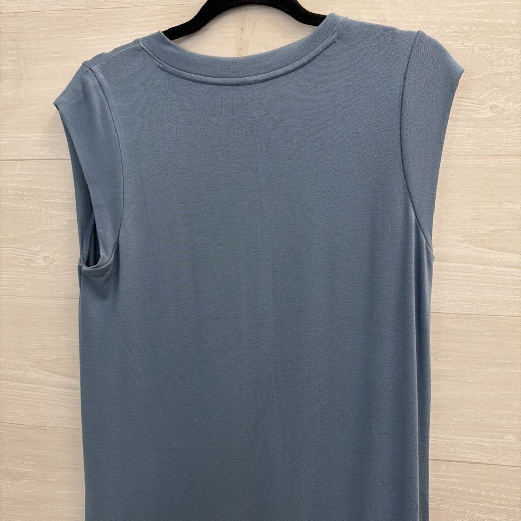 Soft Blue Short Sleeve Maxi Dress Medium