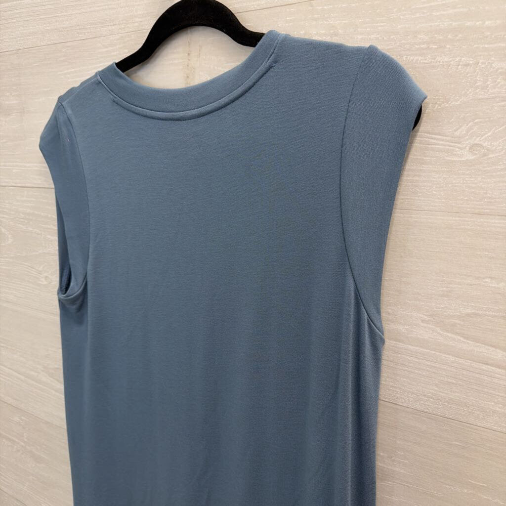 Soft Blue Short Sleeve Maxi Dress Medium