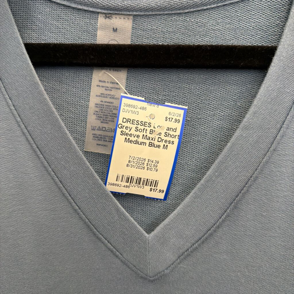 Soft Blue Short Sleeve Maxi Dress Medium