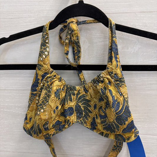 Green/ Navy Print Halter Bralette Top Small