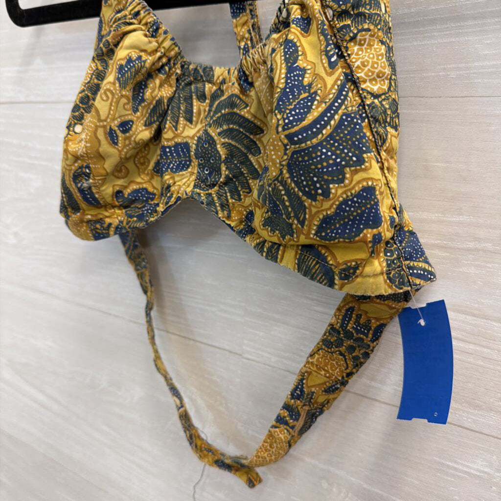 Green/ Navy Print Halter Bralette Top Small