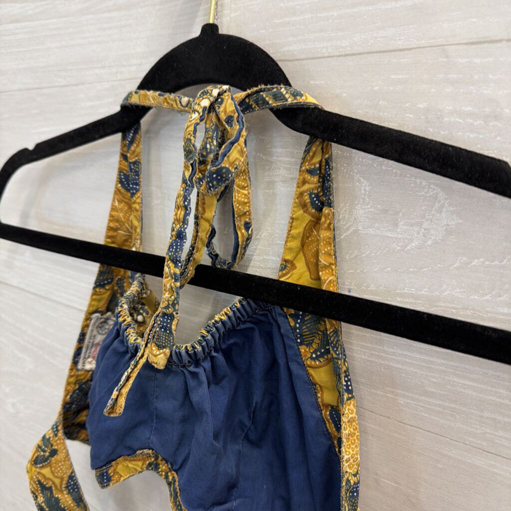 Green/ Navy Print Halter Bralette Top Small