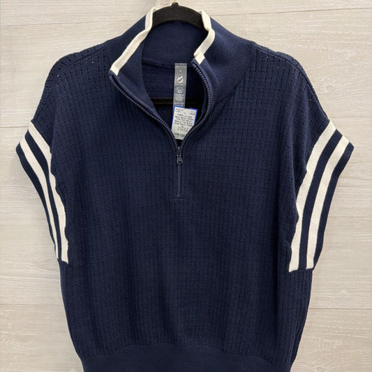 Navy/ White Trim Knit Short Sleeve Top Extra Large