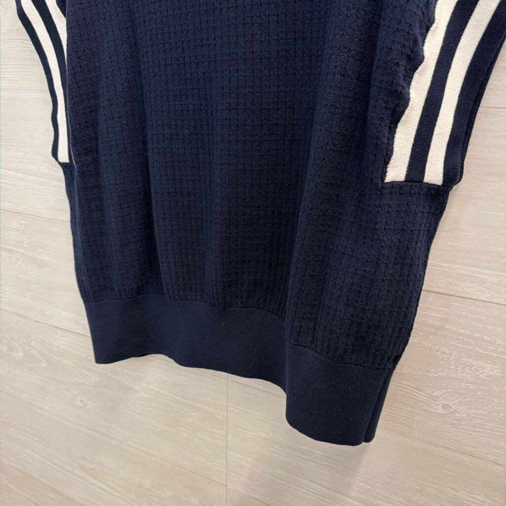 Navy/ White Trim Knit Short Sleeve Top Extra Large