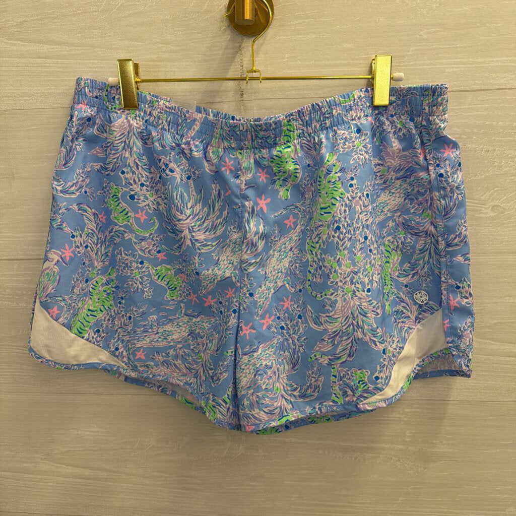 Lilly Pulitzer Luxletic Blue/ Multi Print Shorts Large