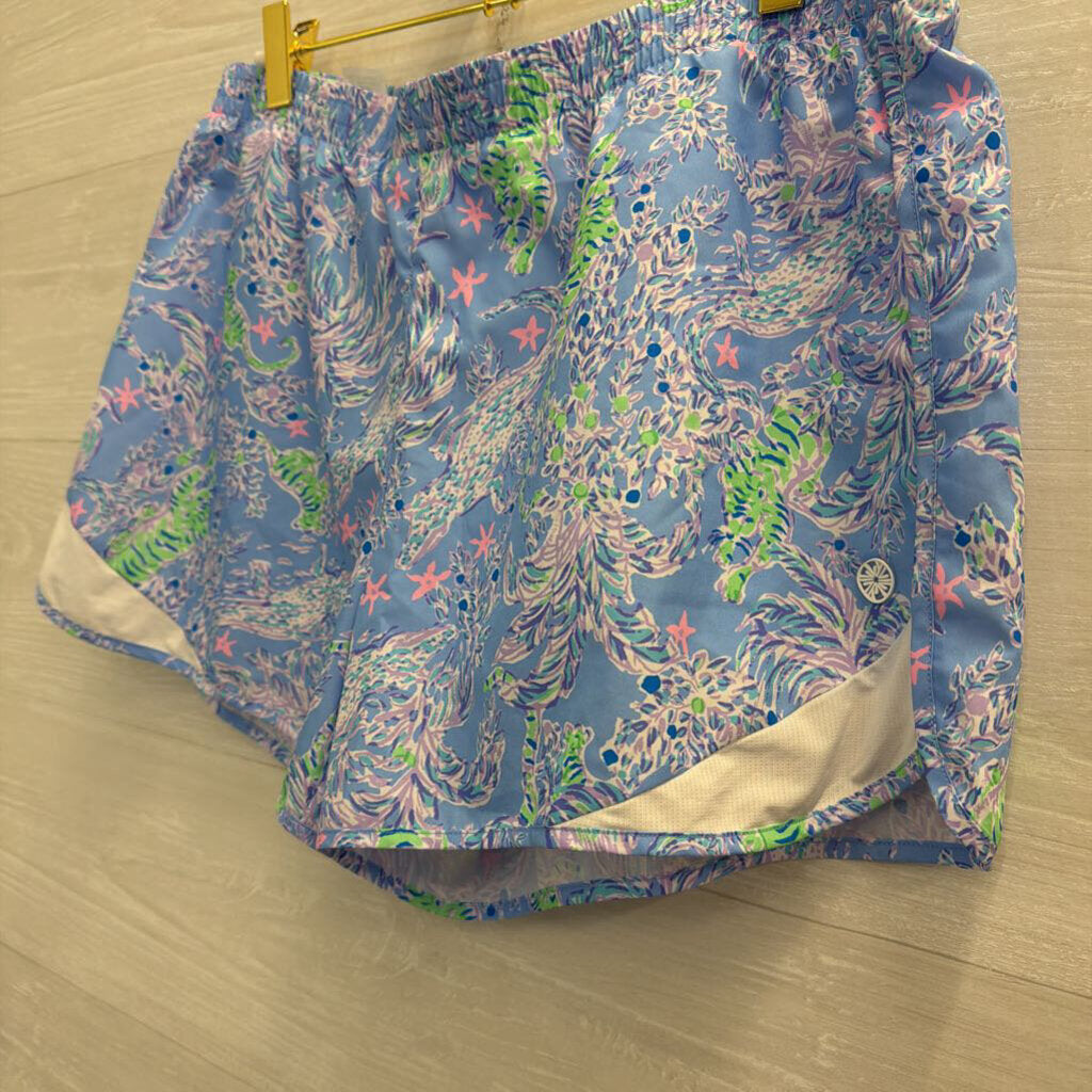 Lilly Pulitzer Luxletic Blue/ Multi Print Shorts Large
