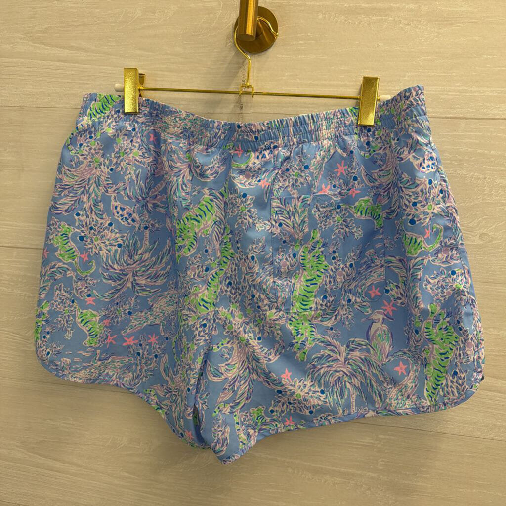 Lilly Pulitzer Luxletic Blue/ Multi Print Shorts Large