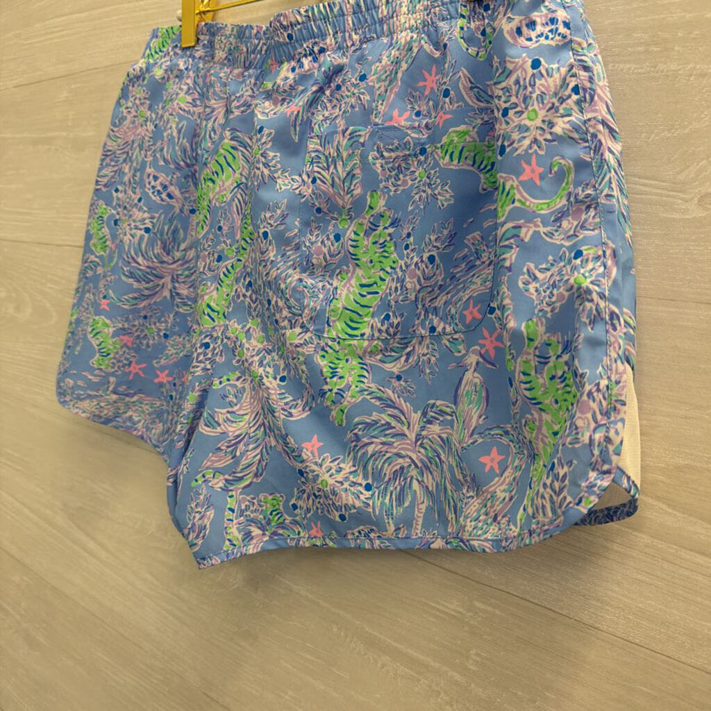 Lilly Pulitzer Luxletic Blue/ Multi Print Shorts Large