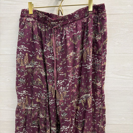 Intimately Free People Purple/ Multi Print Wide Leg Pull On Pants Medium