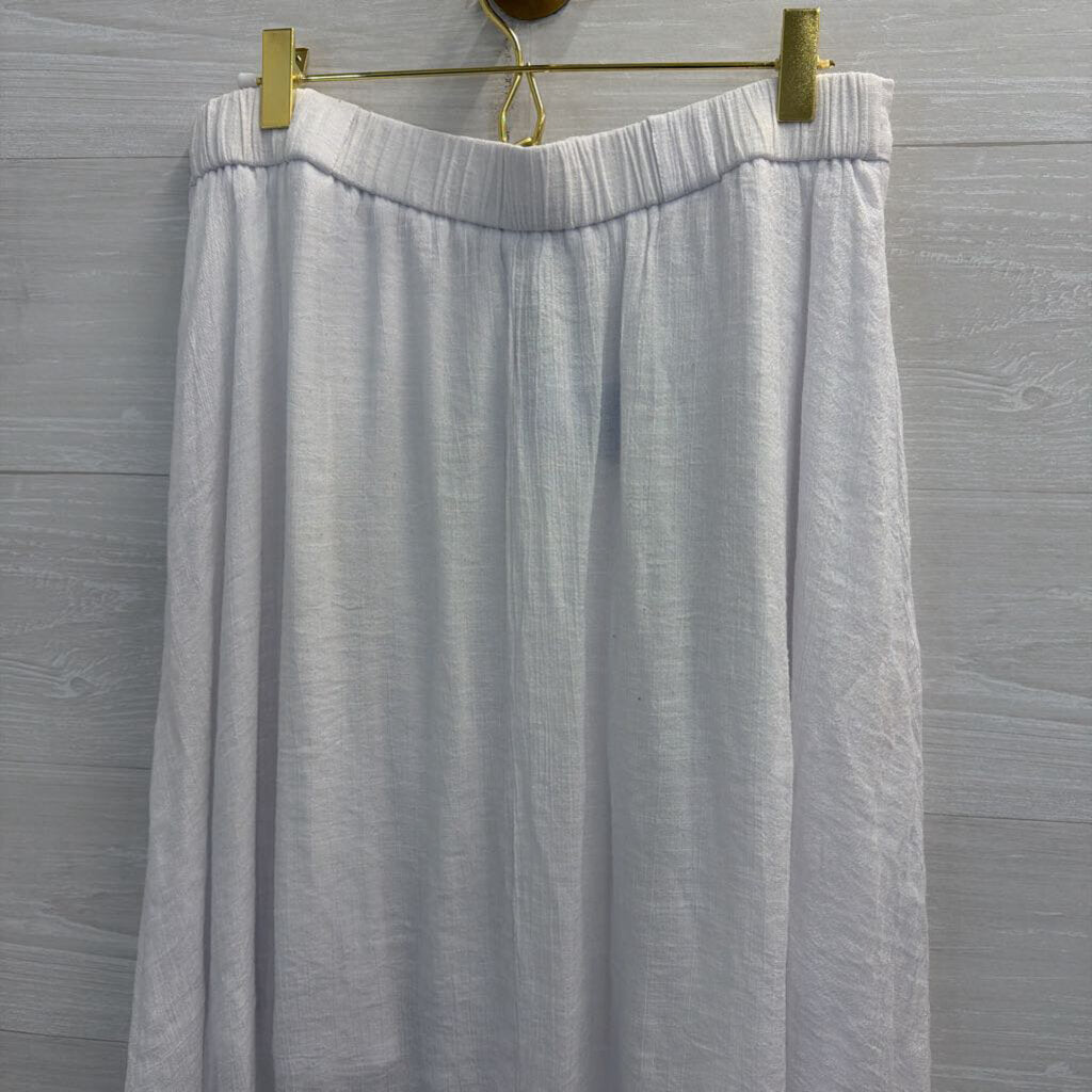 Zac and Rachel White Button Front Midi Skirt Small