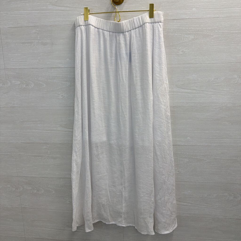 Zac and Rachel White Button Front Midi Skirt Small
