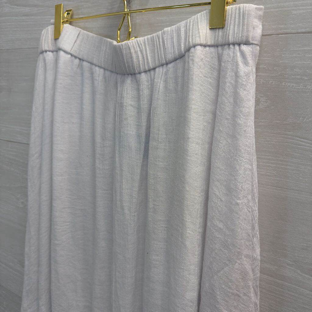 Zac and Rachel White Button Front Midi Skirt Small