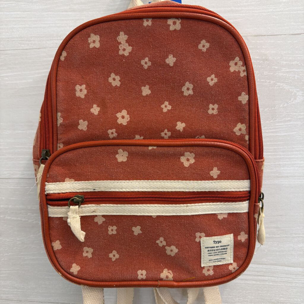 Typo Orange Flower Print Nano Backpack