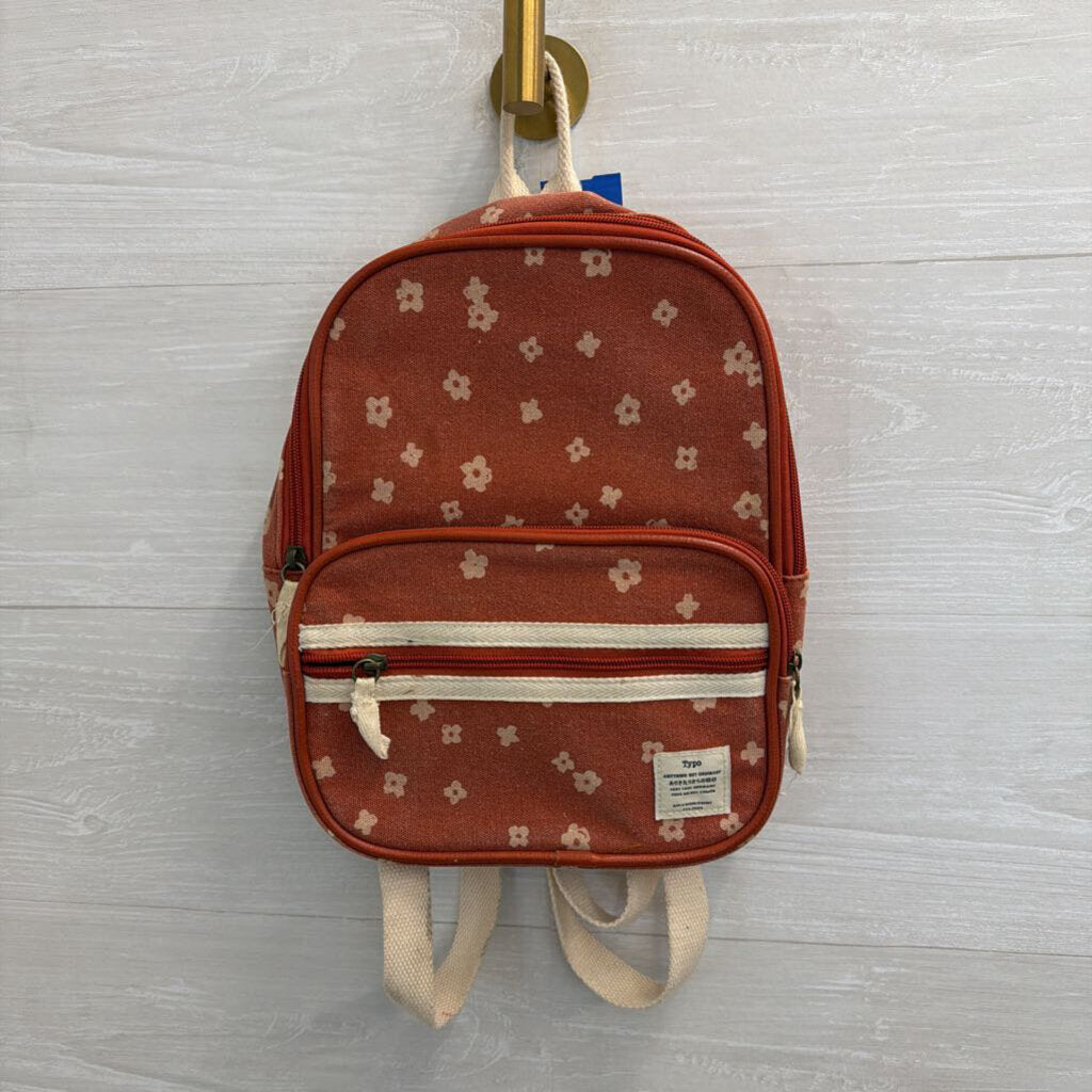 Typo Orange Flower Print Nano Backpack