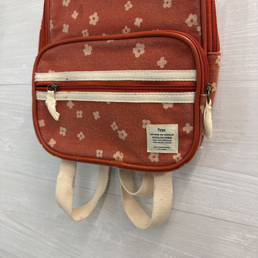 Typo Orange Flower Print Nano Backpack