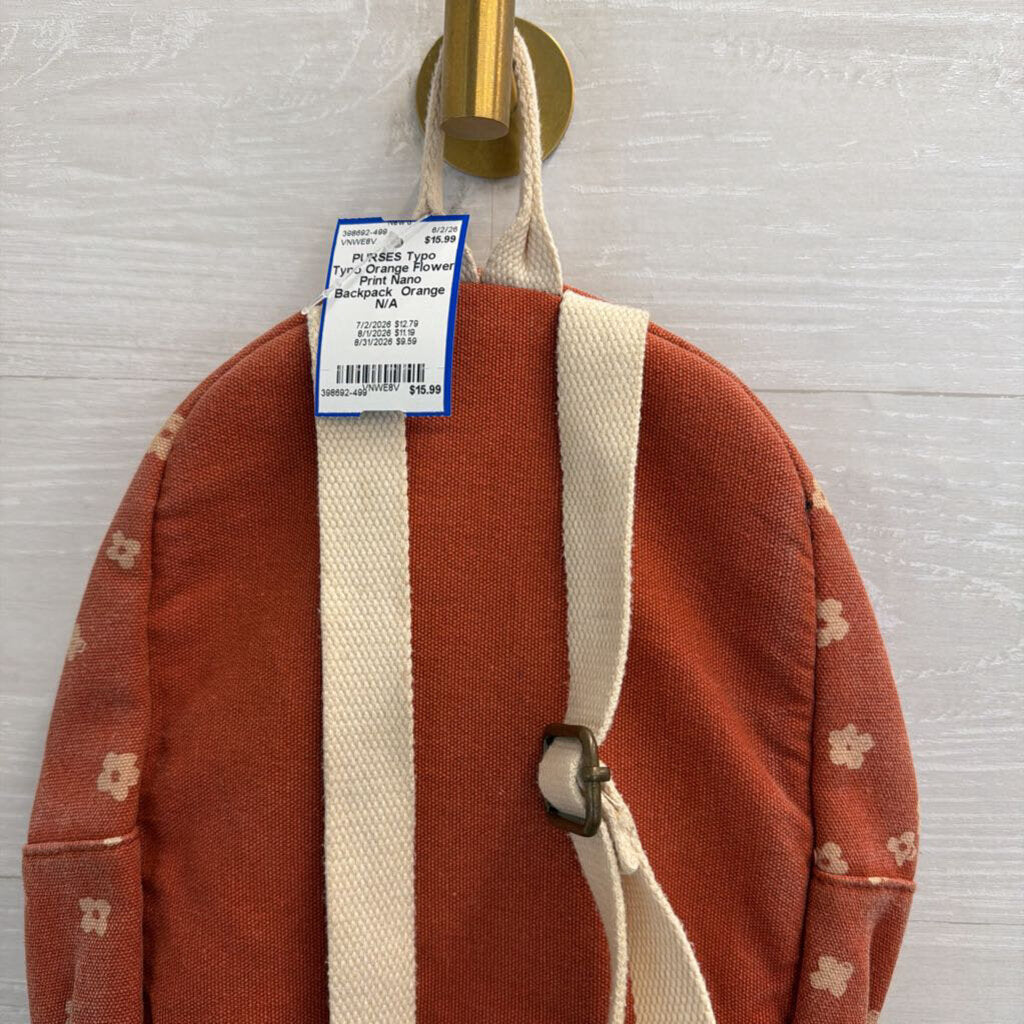 Typo Orange Flower Print Nano Backpack