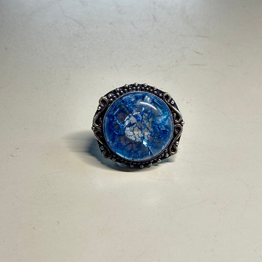 Sterling Silver Blue Stone Statement Ring