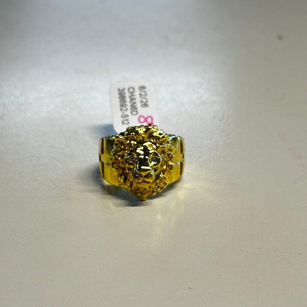 Gold Lion Head Statement Ring