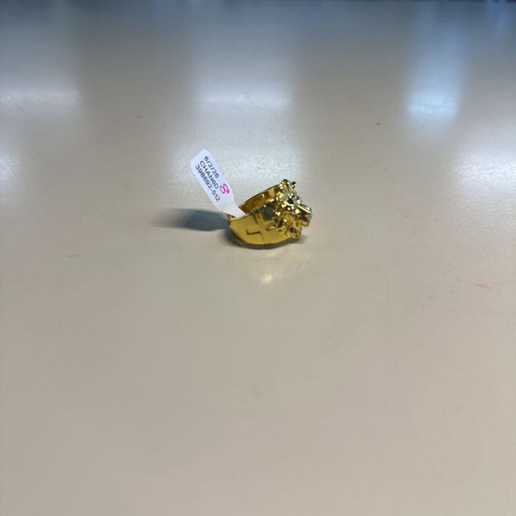 Gold Lion Head Statement Ring