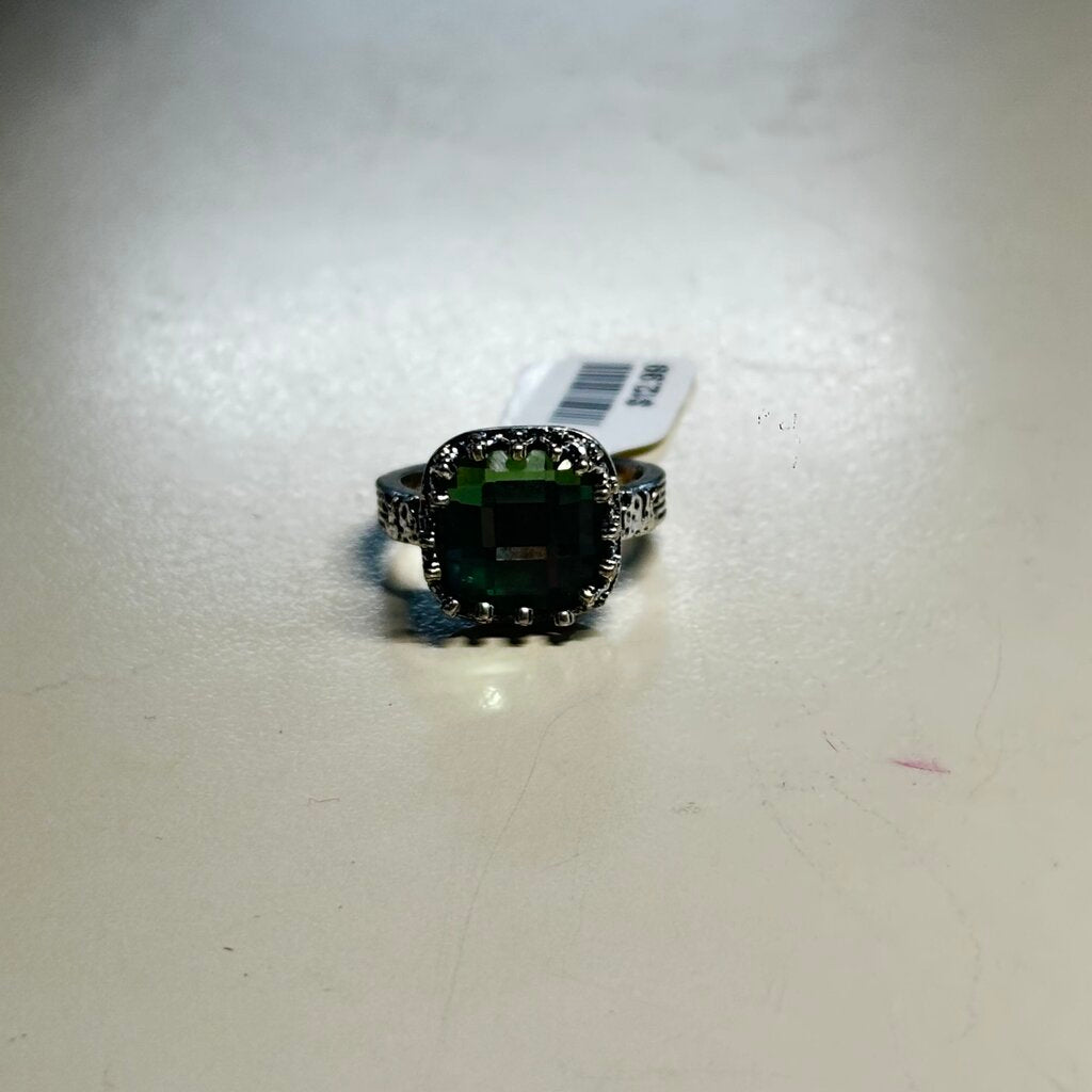 Silver/ Green Stone Statement Ring
