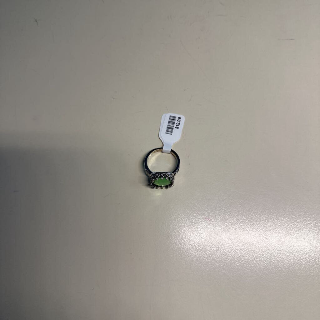 Silver/ Green Stone Statement Ring