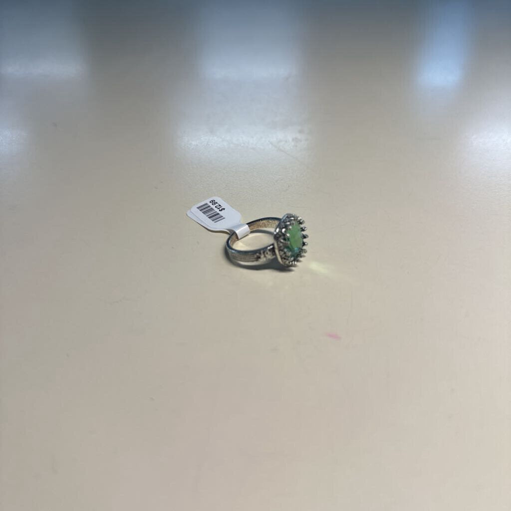 Silver/ Green Stone Statement Ring