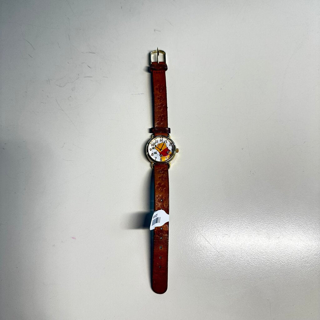 Vintage 90s Brown Leather Winnie the Pooh Watch