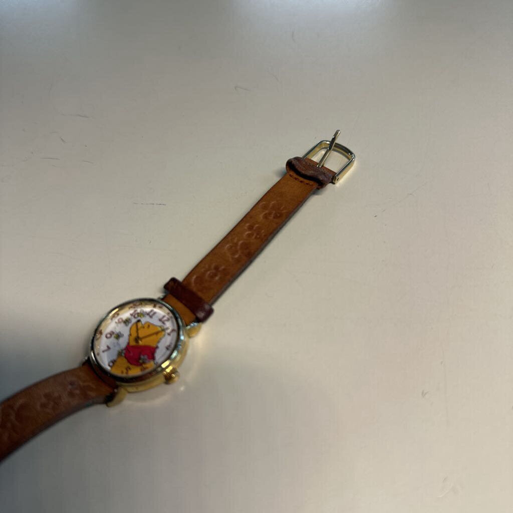 Vintage 90s Brown Leather Winnie the Pooh Watch