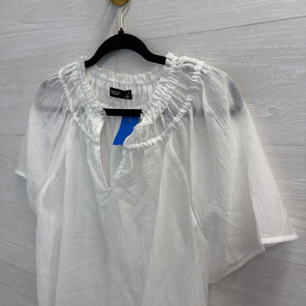 Simply Vera White Short Sleeve Top Large