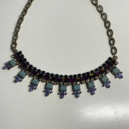 J Crew Gold/ Purple Stone Statement Necklace