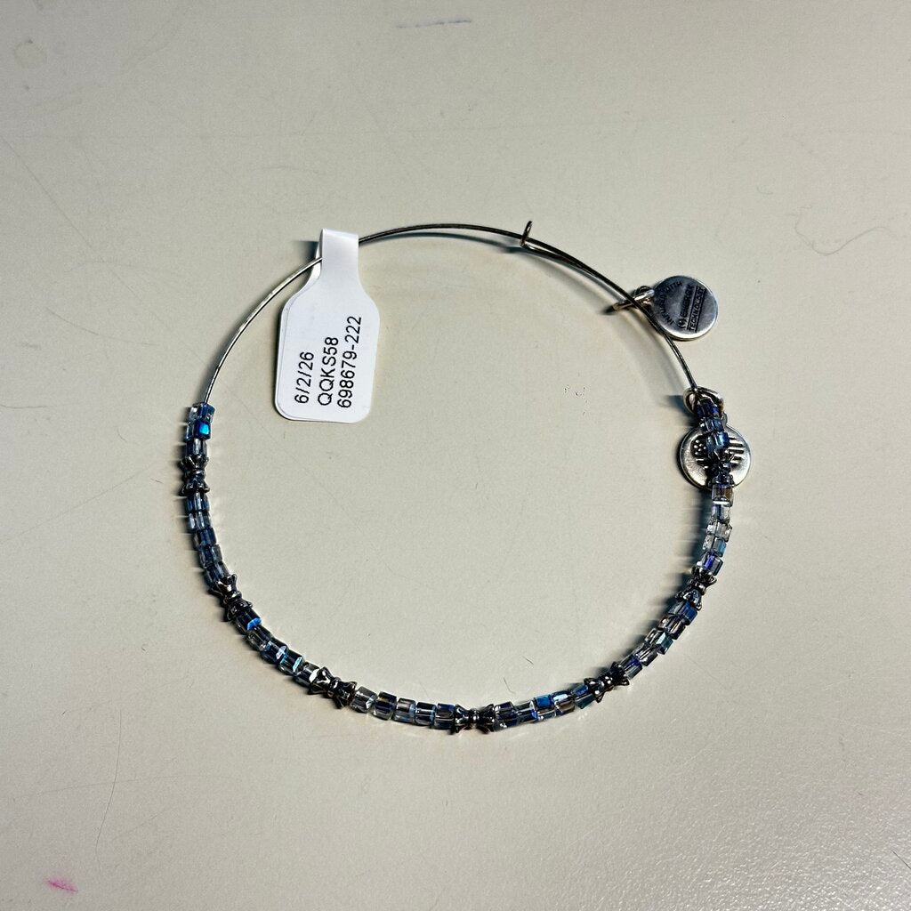 Alex and Ani Silver/ Grey Beaded Bangle Bracelet